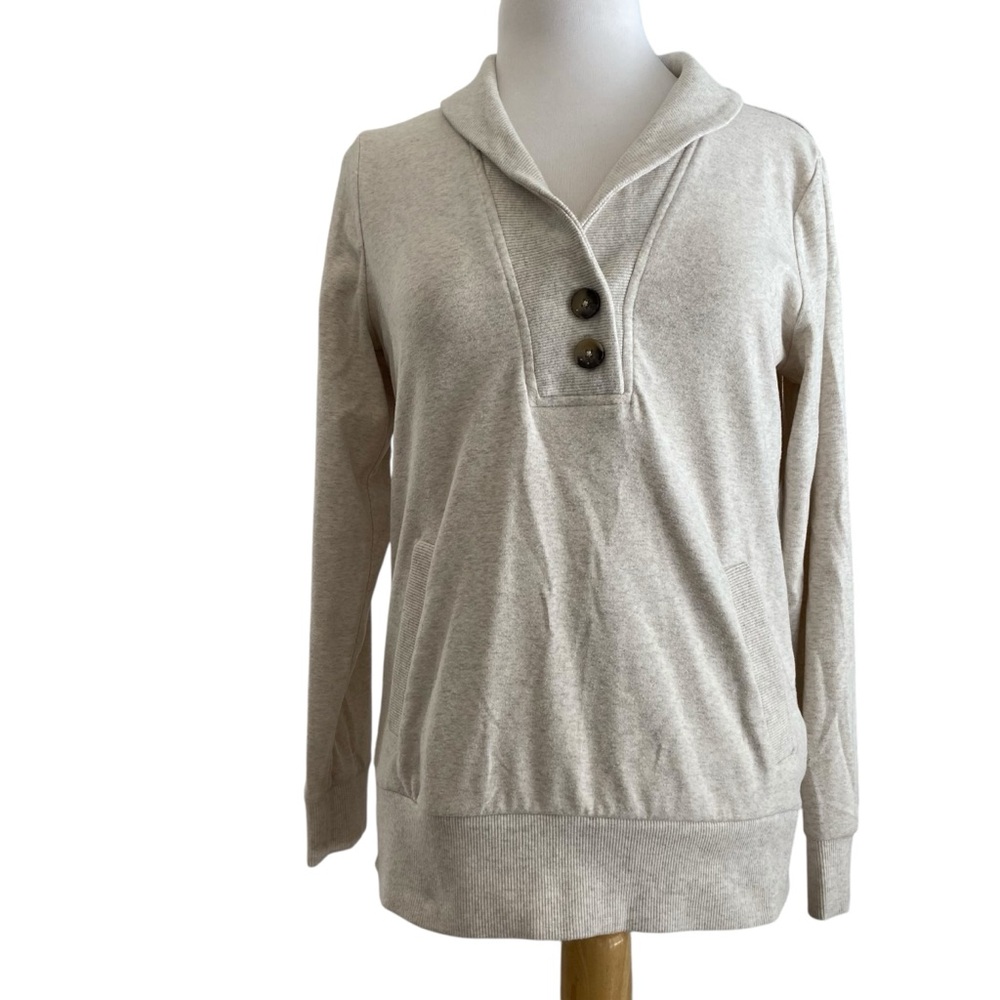 Cozy Banana Republic Cream Pullover with Button Detail long sleeves V neck med